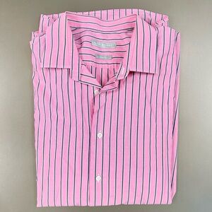 Alain Figaret Slim Fit Pink Striped Men's Shirt - Size 17.5